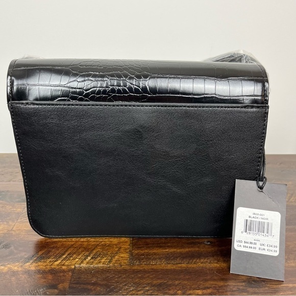 Rachel Zoe Irim Black Croc Crossbody. Vegan Faux Leather. Small - Picture 2 of 6